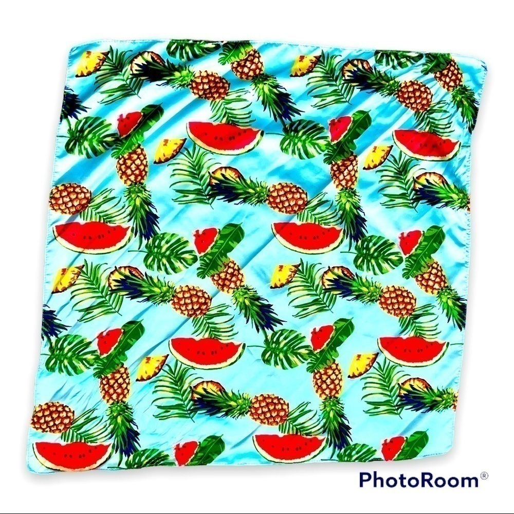 Gucci Style Fruit Satin Square Scarf
